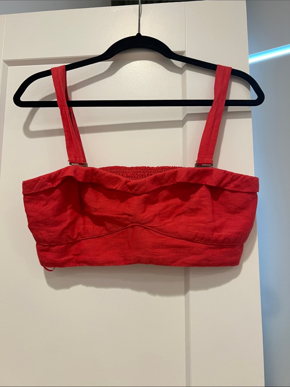 Maeve Red linen Cropped Bustier